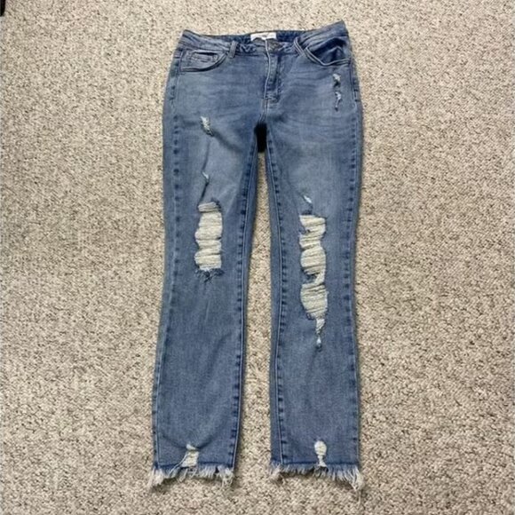 Buckle Denim - Buckle Risen High-Rise Distressed Crop Straight Leg Raw Fray